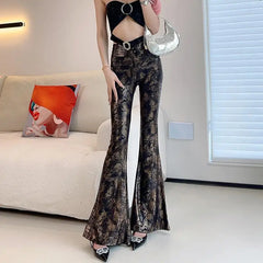 Summer Women's Patchwork Elasticized High-Waisted Sequined Pants