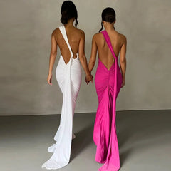 Backless Maxi Dress with Irregular Design for Club Parties