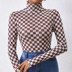 Black Checkerboard Print Bodysuit – Retro Revival