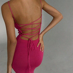 Elegant backless bandage knitted dress