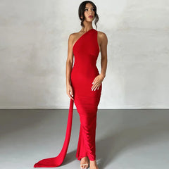 Backless Maxi Dress with Irregular Design for Club Parties