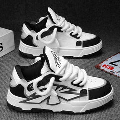 Men's Black & White White Chunky Lace-Up Sneakers – Stylish & Comfortable Sports Shoes