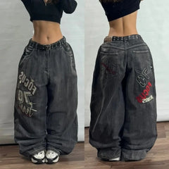 Unisex Baggy Deconstruction Tassel Jeans with Big Pockets