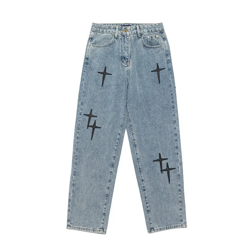 Men's Baggy Wide-Leg Printed Jeans