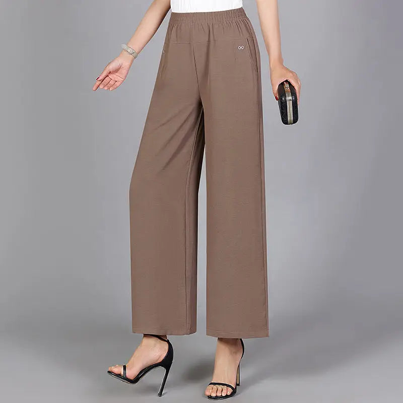 High Waist Loose Straight Casual Trousers with Pockets