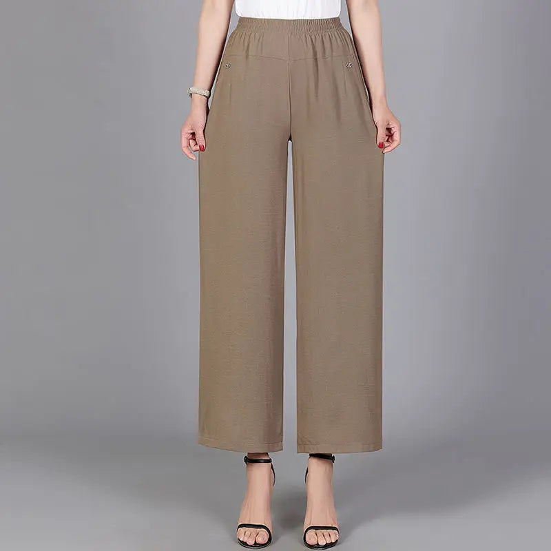 High Waist Loose Straight Casual Trousers with Pockets