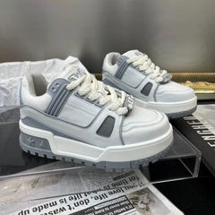 Women's Gray Multi-Layer Chunky Sneakers