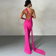 Backless Maxi Dress with Irregular Design for Club Parties