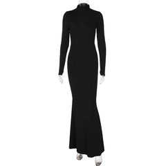 Backless Long Sleeve Bodycon Maxi Dress for Evening Parties