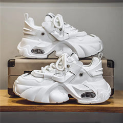 Men's Futuristic Chunky Sneakers – White Avant-Garde Statement Shoes