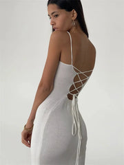 Elegant backless bandage knitted dress