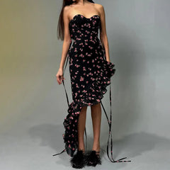 Elegant Floral Slit Long Dress Perfect for Any Party