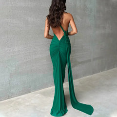 Backless Maxi Dress with Irregular Design for Club Parties