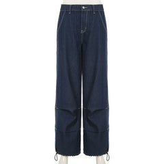 Women's Baggy Denim Wide Leg Pants with Pockets