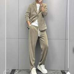 Men's Casual Corduroy Suit Set – Blazer & Drawstring Pants