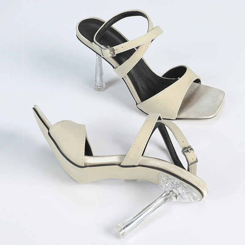 Street Fashion Green Ankle Buckle Strap High Heels Sandals for Women