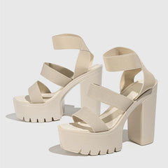 Punk Style Chunky High Heels Open Toe Platform Sandals for Women