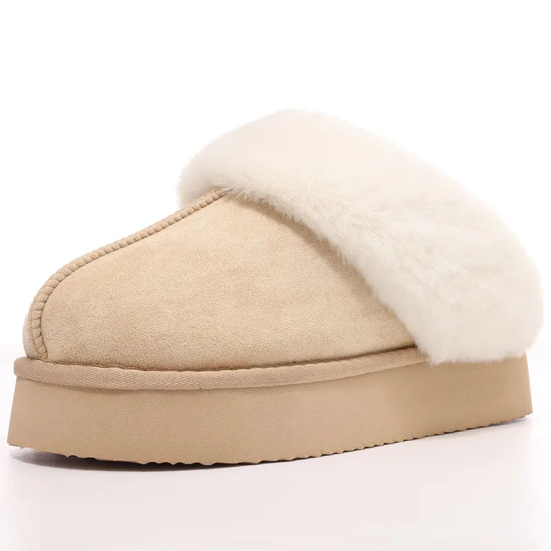 Fluffy Plush Women Slippers with Thick Bottom and Warm Comfort