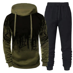 Men's Drip Print Hoodie & Jogger Sweatpants Set