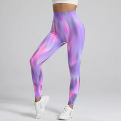 Pantalon de yoga taille haute Tie Dye, legging push-up pour femmes