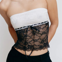 Women's Floral Lace Strapless Off-Shoulder Mini Tube Top