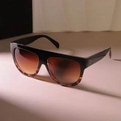 Elegant Big Frame Round Sunglasses with Mirror Gradient Lenses