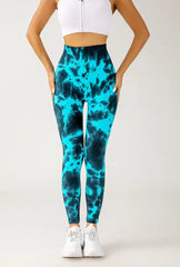 Legging de fitness taille haute sans coutures Tie Dye pour le yoga et la course à pied 