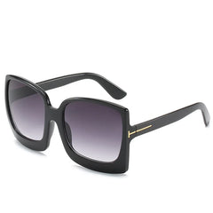 Oversize Vintage Black Square Sunglasses with Gradient Lenses