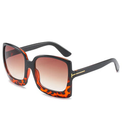 Oversize Vintage Black Square Sunglasses with Gradient Lenses