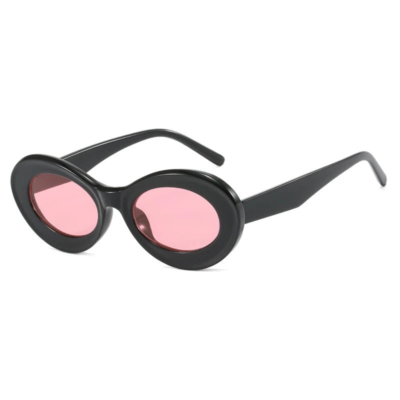 Women's Retro Oval Round Sunglasses with Clear UV400 Lenses