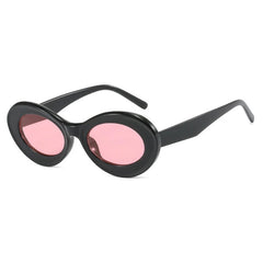 Women's Retro Oval Round Sunglasses with Clear UV400 Lenses