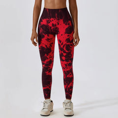 Legging de fitness taille haute sans coutures Tie Dye pour le yoga et la course à pied 