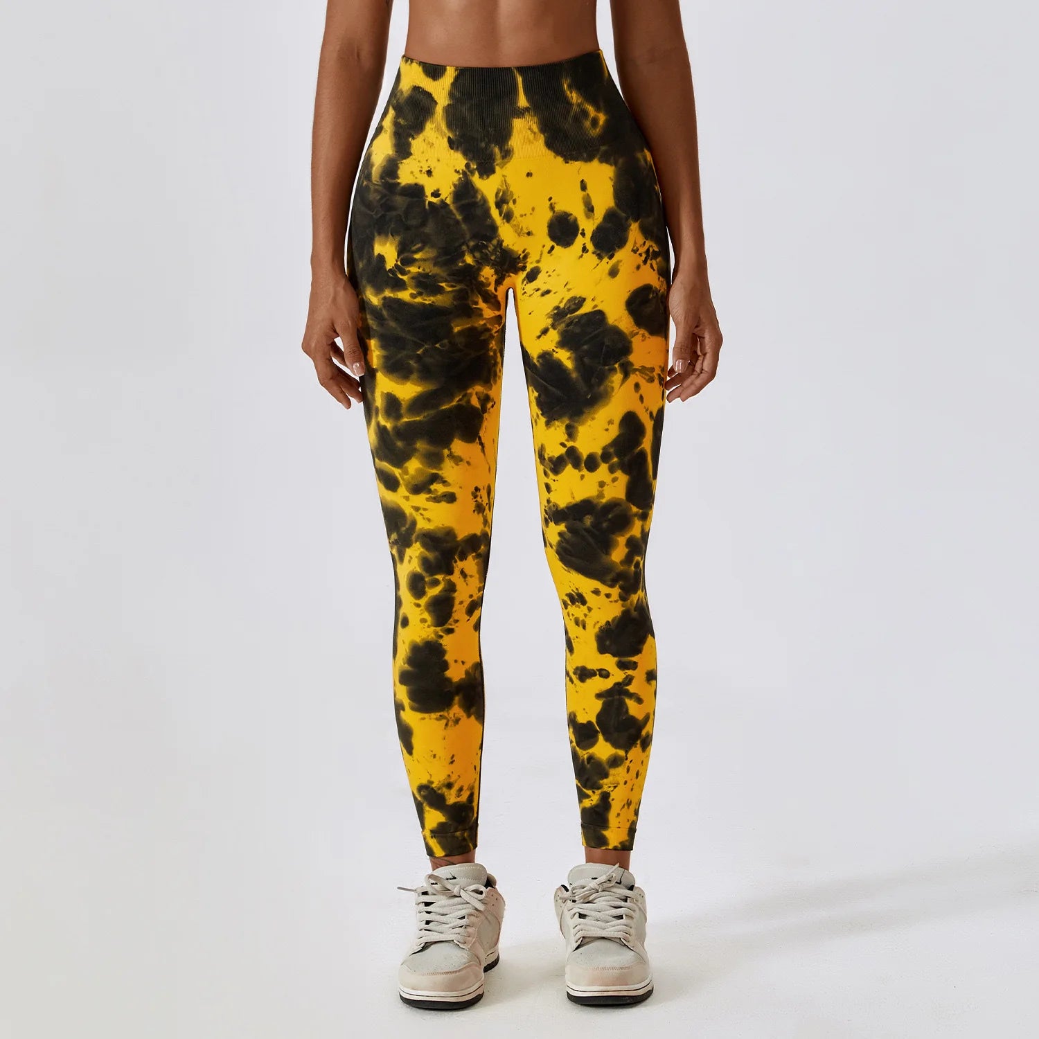 Legging de fitness taille haute sans coutures Tie Dye pour le yoga et la course à pied 