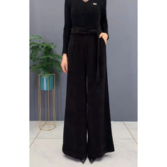 Thick Women's High Waist Solid Color Wide Leg Casual Pants