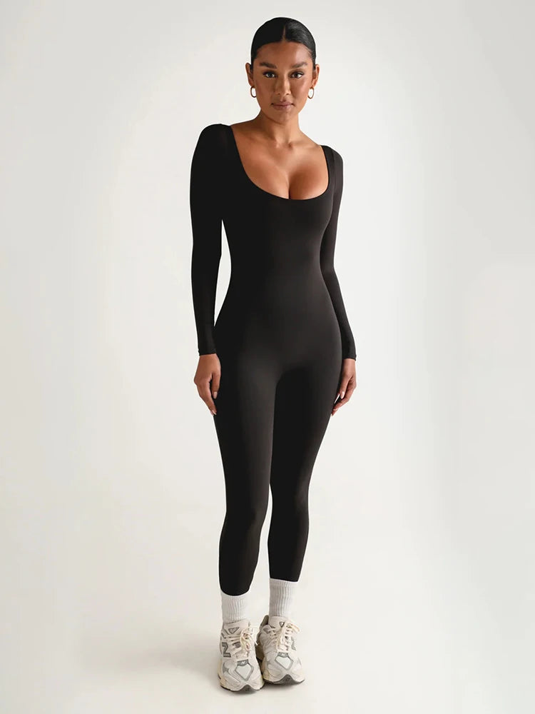 Women's Long-Sleeved Yoga Jumpsuit Casual Fitness Rompers