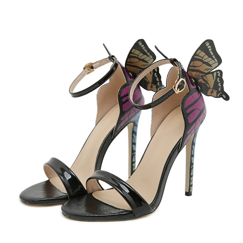 Summer Fashion Gold High Heels Open Toe Butterfly Sandals for Women