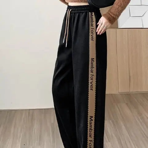 Women's High Waist Color Block Drawstring Casual Harlan Pants