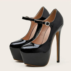 Red High Heels Platform Pumps Women Fashion Round Toe Shoes