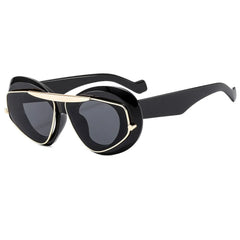 New Fashion Black Cat's Eye Large Frame Sunglasses for Outdoor Style