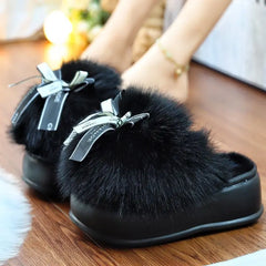 Women's Stylish Winter Fluffy Platform Slippers Fuzzy Slippers