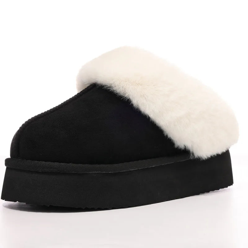 Fluffy Plush Women Slippers with Thick Bottom and Warm Comfort