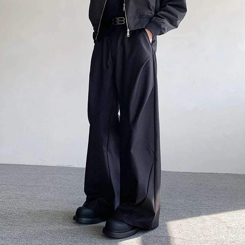 Men's Baggy Split Pleated Wide-Leg Suit Trousers