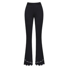 Women's High Waist Slim Fit Pocket Embroidery Patchwork Pants