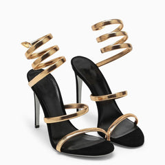 Star Style Narrow Band Coiled-Strap Women’s Stiletto Sandals