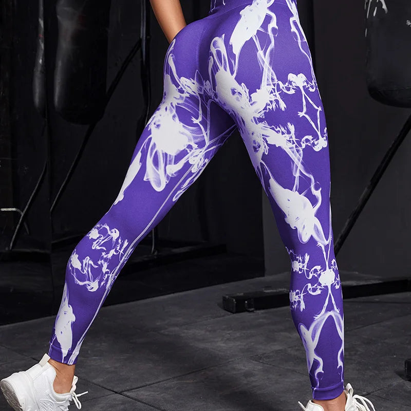 Nouveau pantalon de yoga taille haute Tie Dye pour la salle de sport et l'entraînement de fitness