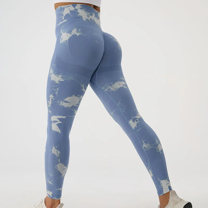 Seamless Tie Dye High Waist Yoga Pants for Women Fitness Tights