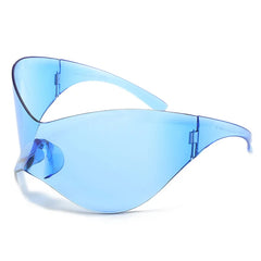 Oversized Silver Shield Sunglasses for Women Fashion Punk Style