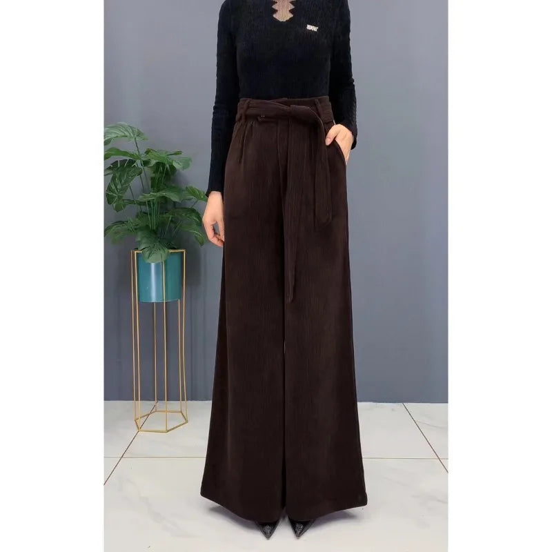 Thick Women's High Waist Solid Color Wide Leg Casual Pants