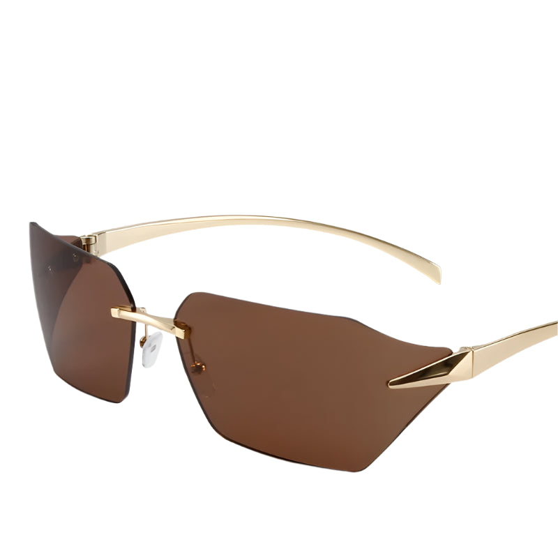 Unisex Frameless Metal Sunglasses with Irregular Style Design