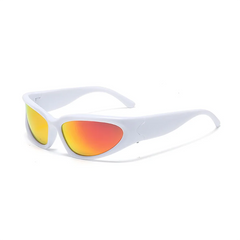 Designer UV400 Mirrored White Sunglasses for Women Cycling Shades